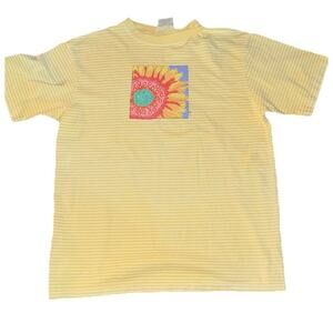 Vintage Art Shirt Mens Large 90s Y2K Fresh Produce Flowers Sunflower Yellow